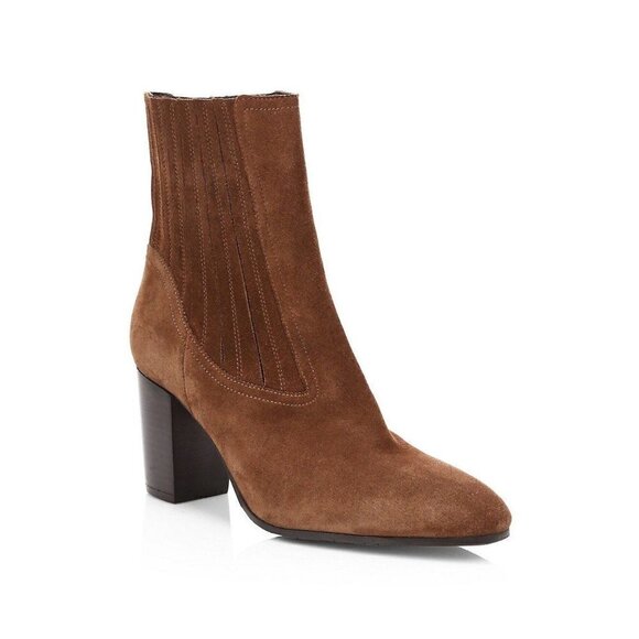 Aquatalia Fayren Suede Ankle Boots Chestnut Women's Size 10.5 - Picture 1 of 12